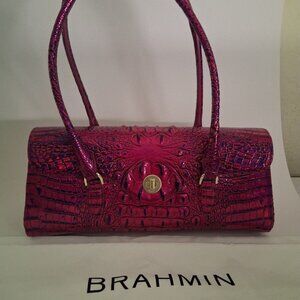 Brahmin Melbourne Collection Dayan Voltage Violet East-West Satchel Bag